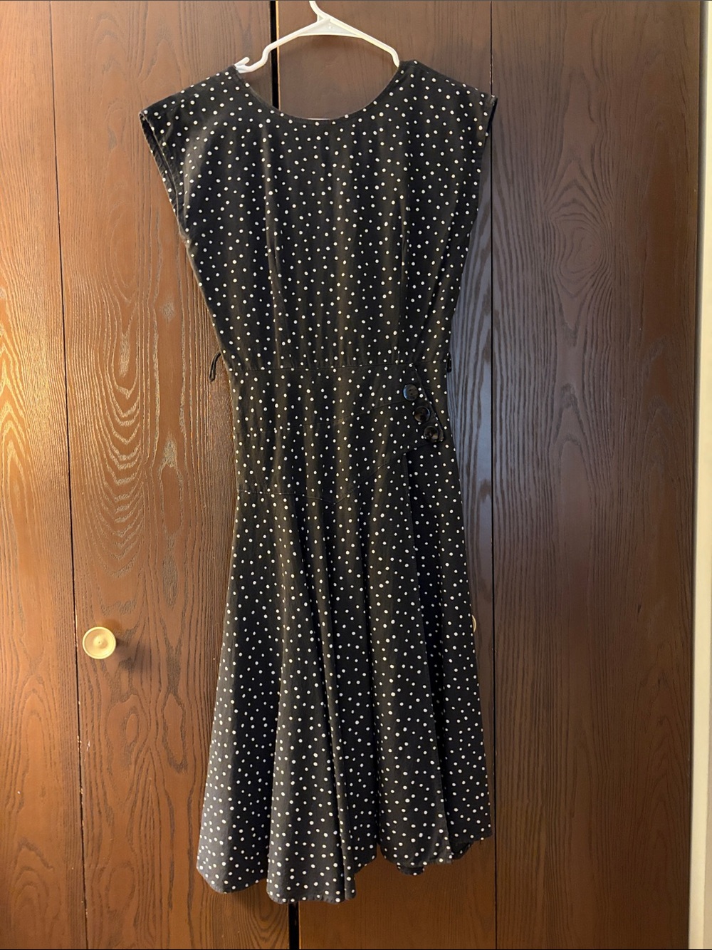 Byer Too Vintage Classic Black Polka Dot Fit-and-Flare Dress. Size 7.